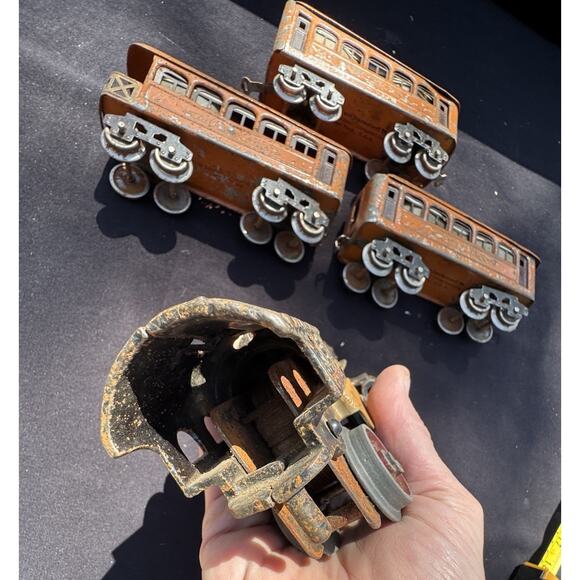 Rare 1920’s Lionel Prewar O Gauge Train Cars & American Flyer Engine Set - Picture 7 of 12